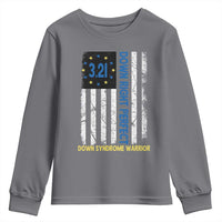 World Down Syndrome Day Youth Sweatshirt Blue Yellow Ribbon American Flag 321