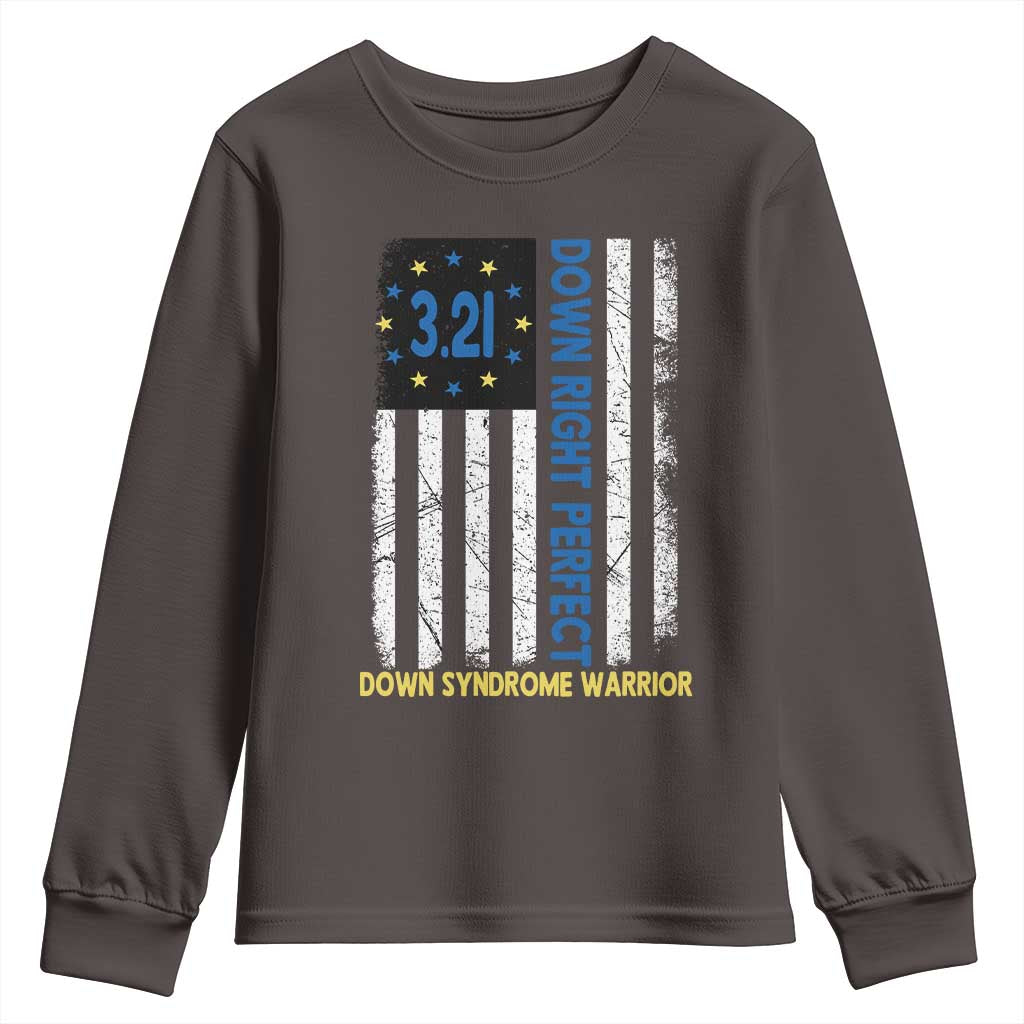 World Down Syndrome Day Youth Sweatshirt Blue Yellow Ribbon American Flag 321