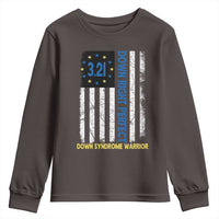 World Down Syndrome Day Youth Sweatshirt Blue Yellow Ribbon American Flag 321