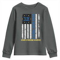 World Down Syndrome Day Youth Sweatshirt Blue Yellow Ribbon American Flag 321
