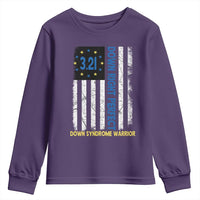 World Down Syndrome Day Youth Sweatshirt Blue Yellow Ribbon American Flag 321