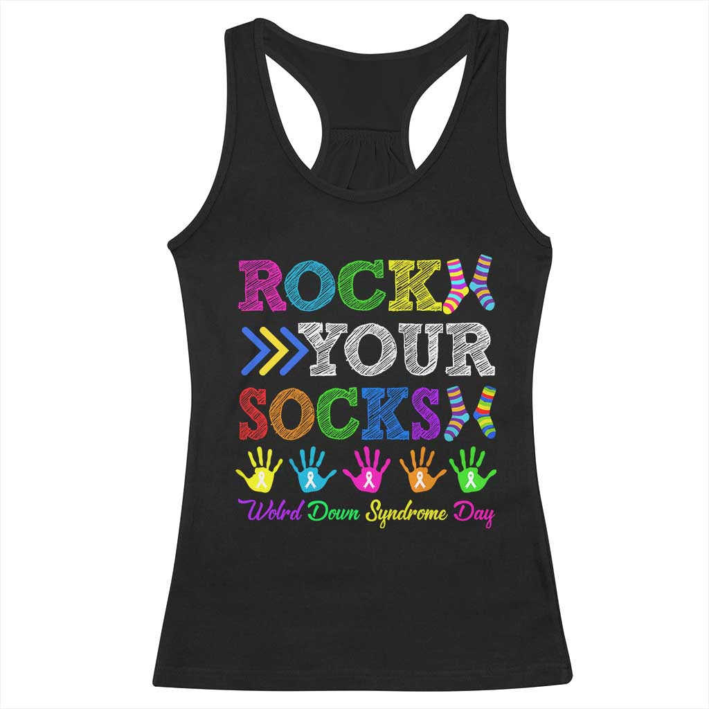 World Down Syndrome Day Racerback Tank Top Rock Your Socks Awareness Support 321