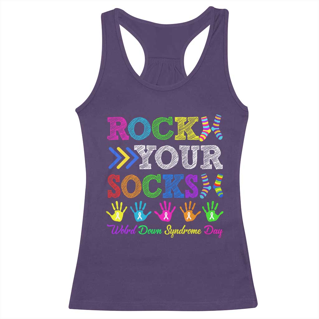 World Down Syndrome Day Racerback Tank Top Rock Your Socks Awareness Support 321