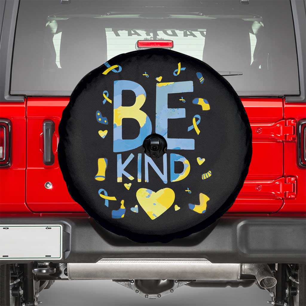World Down Syndrome Day Spare Tire Cover Awareness Support Blue Yellow Ribbon Be Nice Kind