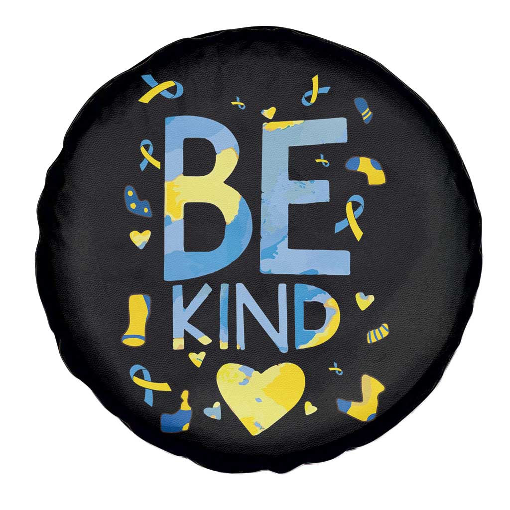 World Down Syndrome Day Spare Tire Cover Awareness Support Blue Yellow Ribbon Be Nice Kind