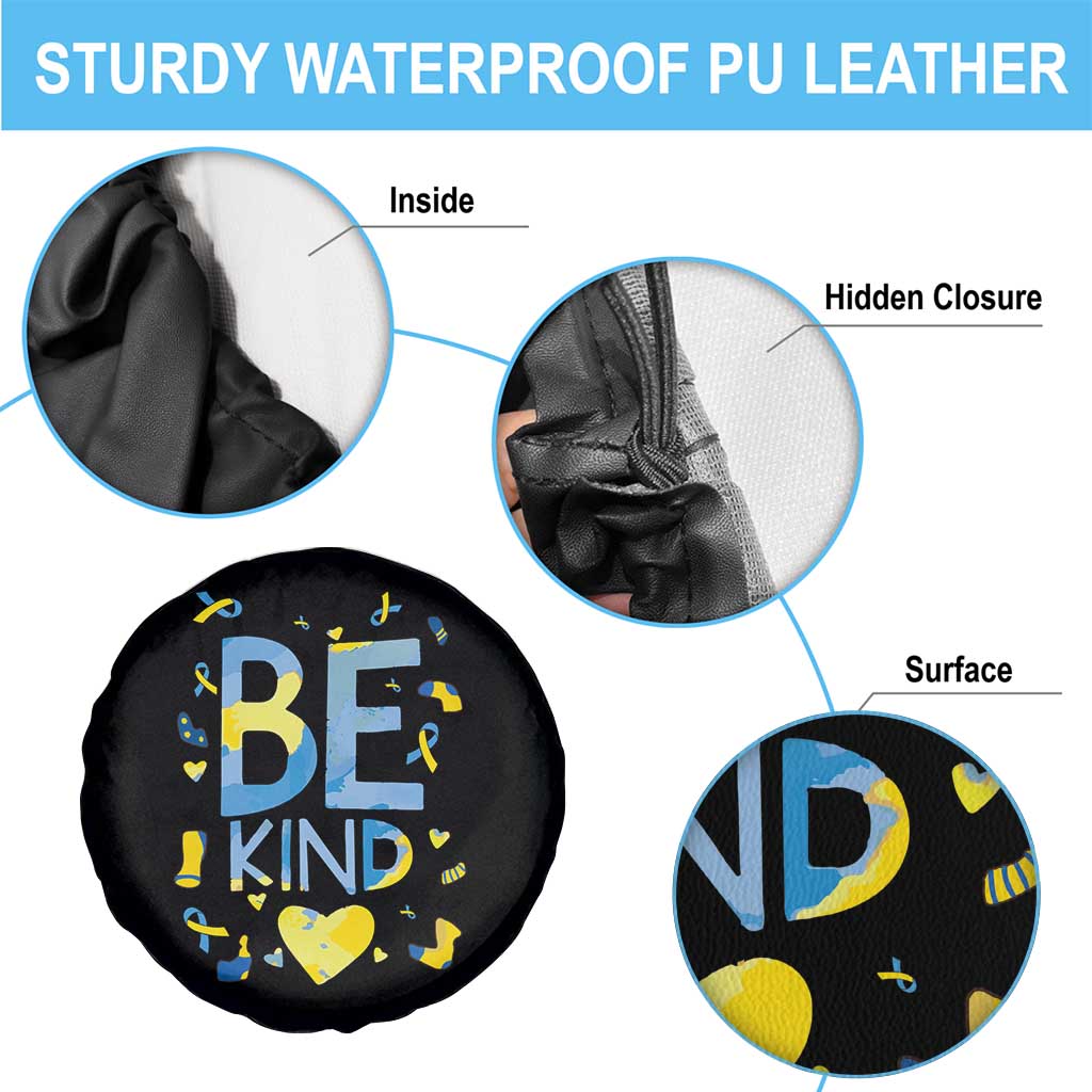 World Down Syndrome Day Spare Tire Cover Awareness Support Blue Yellow Ribbon Be Nice Kind