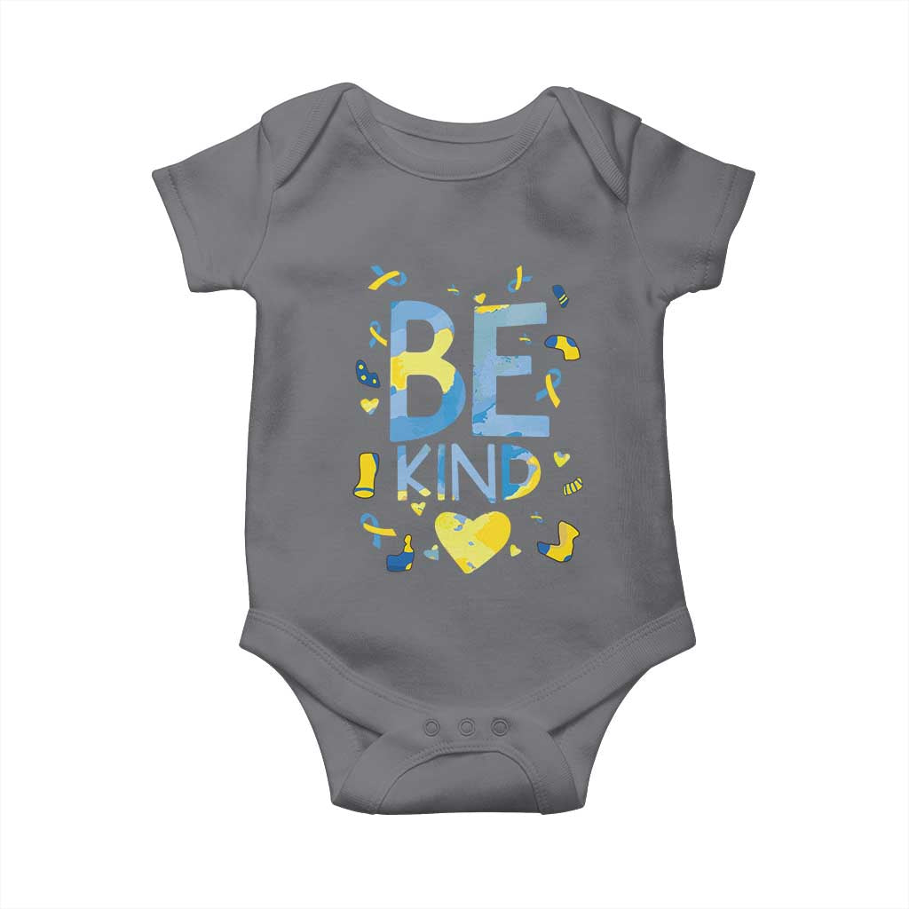 World Down Syndrome Day Baby Onesie Awareness Support Blue Yellow Ribbon Be Nice Kind