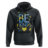 World Down Syndrome Day Hoodie Awareness Support Blue Yellow Ribbon Be Nice Kind