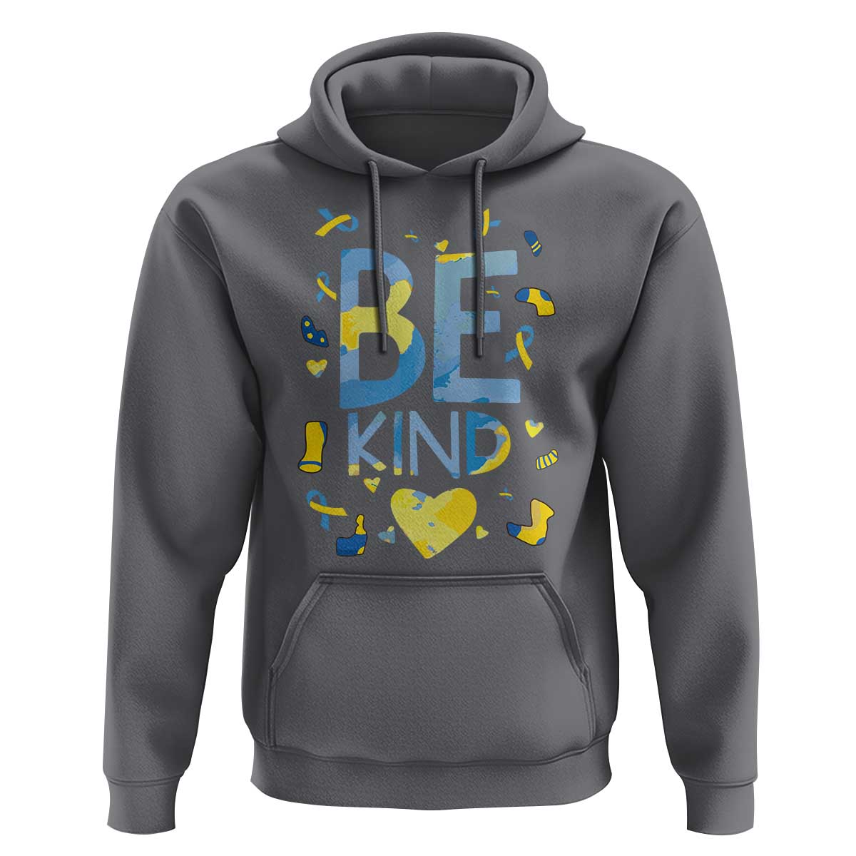 World Down Syndrome Day Hoodie Awareness Support Blue Yellow Ribbon Be Nice Kind