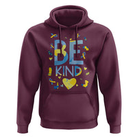 World Down Syndrome Day Hoodie Awareness Support Blue Yellow Ribbon Be Nice Kind
