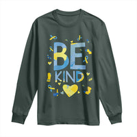 World Down Syndrome Day Long Sleeve Shirt Awareness Support Blue Yellow Ribbon Be Nice Kind