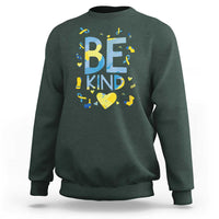 World Down Syndrome Day Sweatshirt Awareness Support Blue Yellow Ribbon Be Nice Kind
