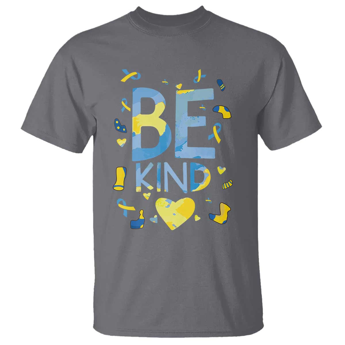 World Down Syndrome Day T Shirt Awareness Support Blue Yellow Ribbon Be Nice Kind