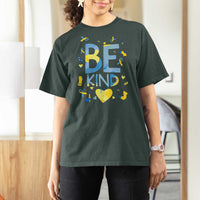World Down Syndrome Day T Shirt For Women Awareness Support Blue Yellow Ribbon Be Nice Kind