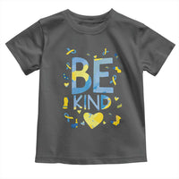 World Down Syndrome Day Toddler T Shirt Awareness Support Blue Yellow Ribbon Be Nice Kind