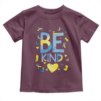 World Down Syndrome Day Toddler T Shirt Awareness Support Blue Yellow Ribbon Be Nice Kind