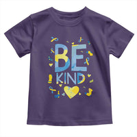 World Down Syndrome Day Toddler T Shirt Awareness Support Blue Yellow Ribbon Be Nice Kind