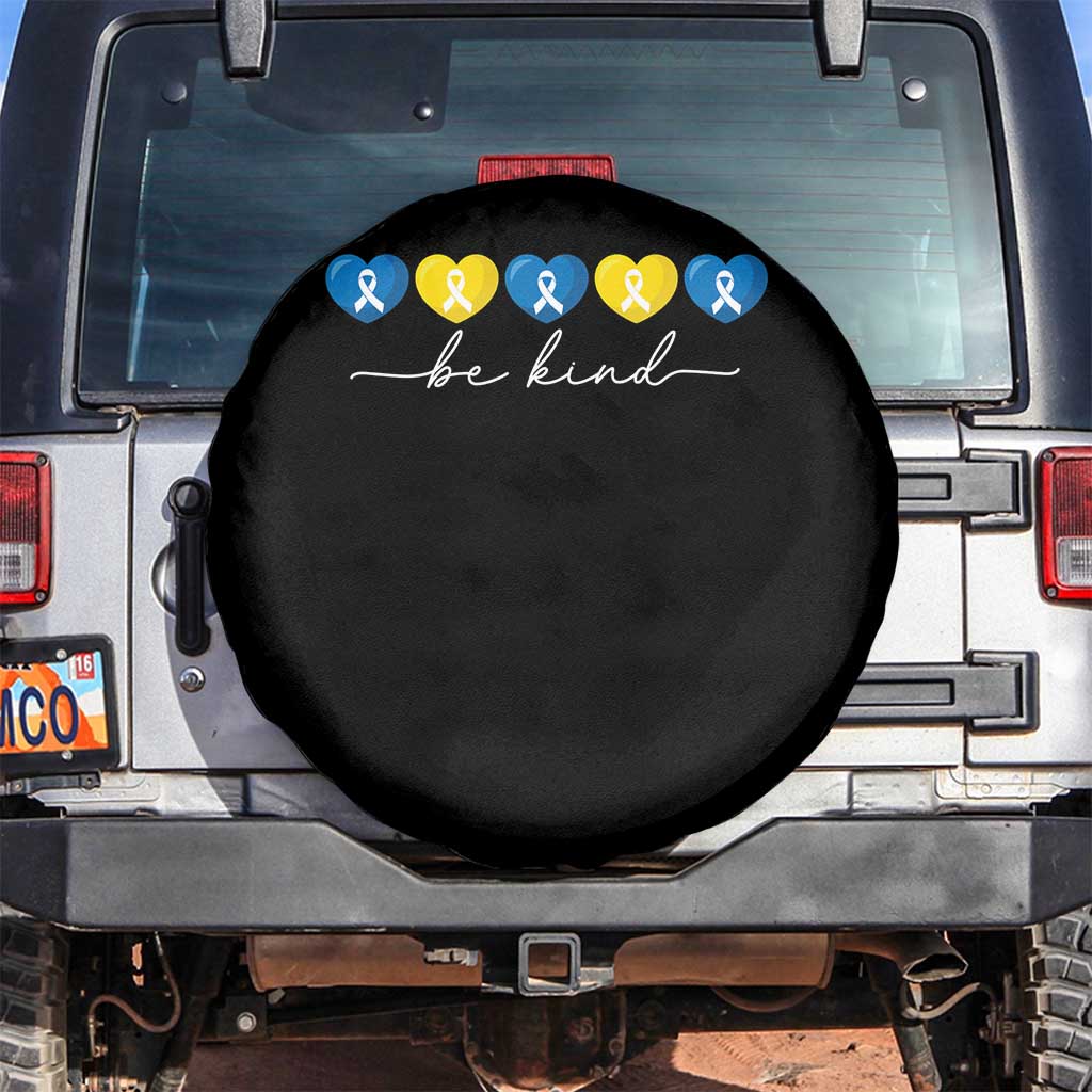 Down Syndrome Awareness Spare Tire Cover Blue Yellow Ribbon Be Kind