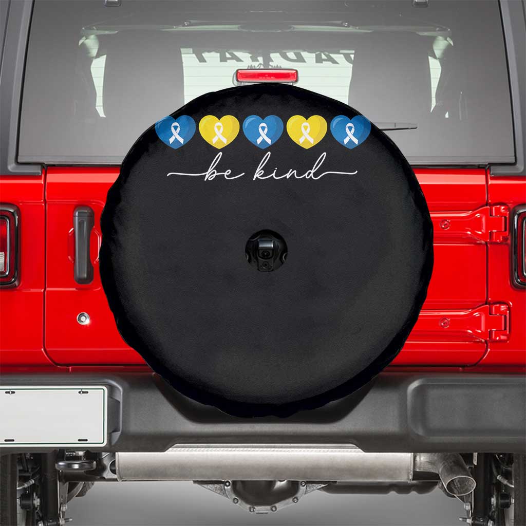 Down Syndrome Awareness Spare Tire Cover Blue Yellow Ribbon Be Kind