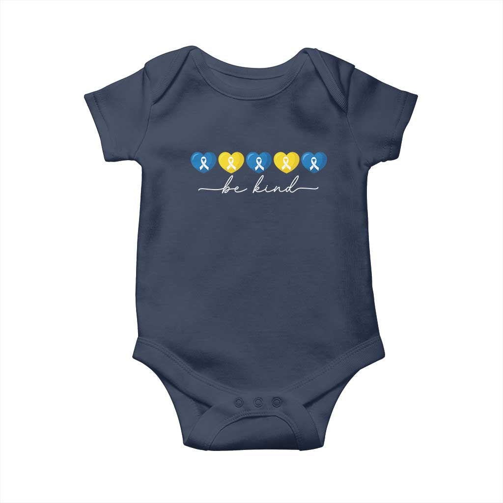 Down Syndrome Awareness Baby Onesie Blue Yellow Ribbon Be Kind