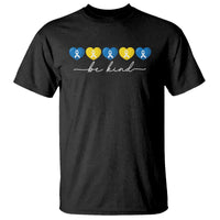 Down Syndrome Awareness T Shirt Blue Yellow Ribbon Be Kind