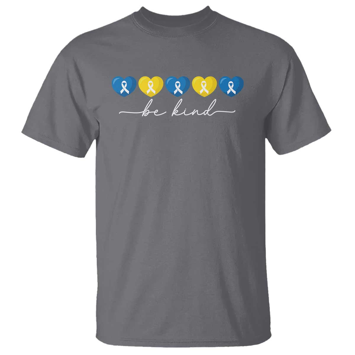 Down Syndrome Awareness T Shirt Blue Yellow Ribbon Be Kind
