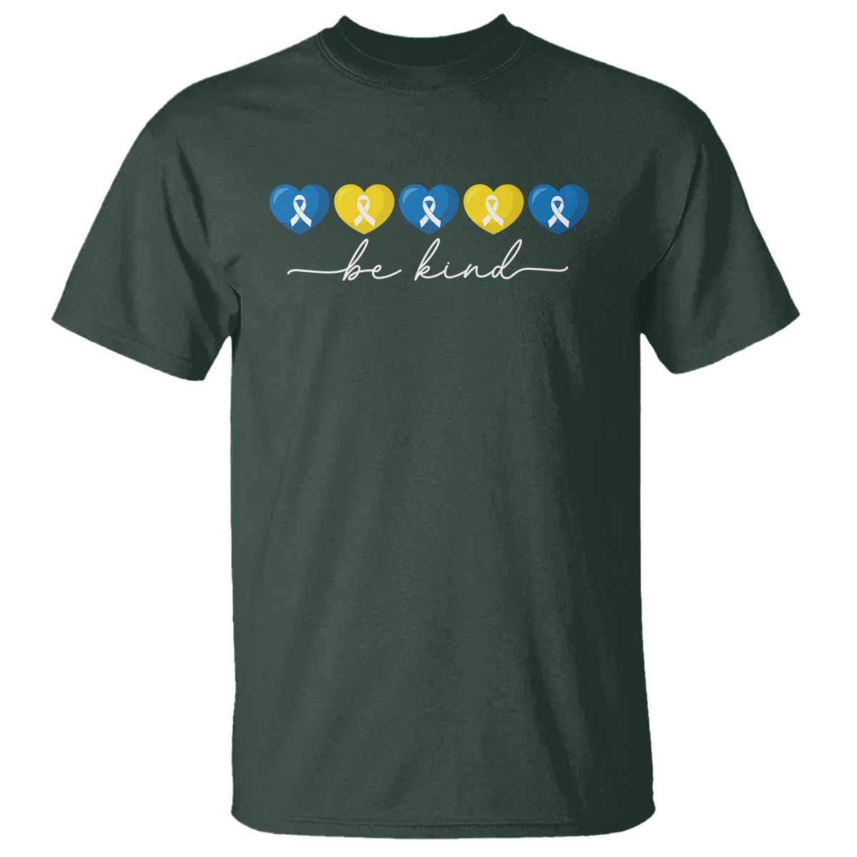 Down Syndrome Awareness T Shirt Blue Yellow Ribbon Be Kind