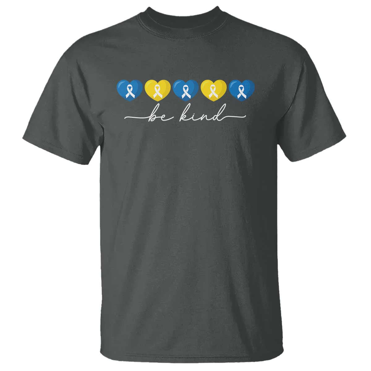 Down Syndrome Awareness T Shirt Blue Yellow Ribbon Be Kind