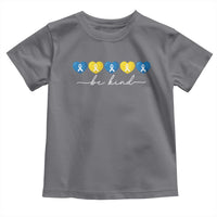 Down Syndrome Awareness Toddler T Shirt Blue Yellow Ribbon Be Kind
