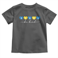 Down Syndrome Awareness Toddler T Shirt Blue Yellow Ribbon Be Kind