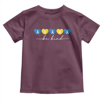 Down Syndrome Awareness Toddler T Shirt Blue Yellow Ribbon Be Kind