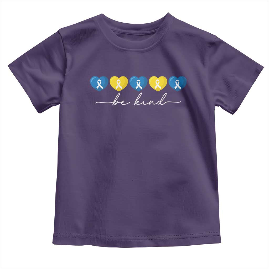 Down Syndrome Awareness Toddler T Shirt Blue Yellow Ribbon Be Kind