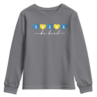 Down Syndrome Awareness Youth Sweatshirt Blue Yellow Ribbon Be Kind