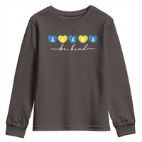 Down Syndrome Awareness Youth Sweatshirt Blue Yellow Ribbon Be Kind
