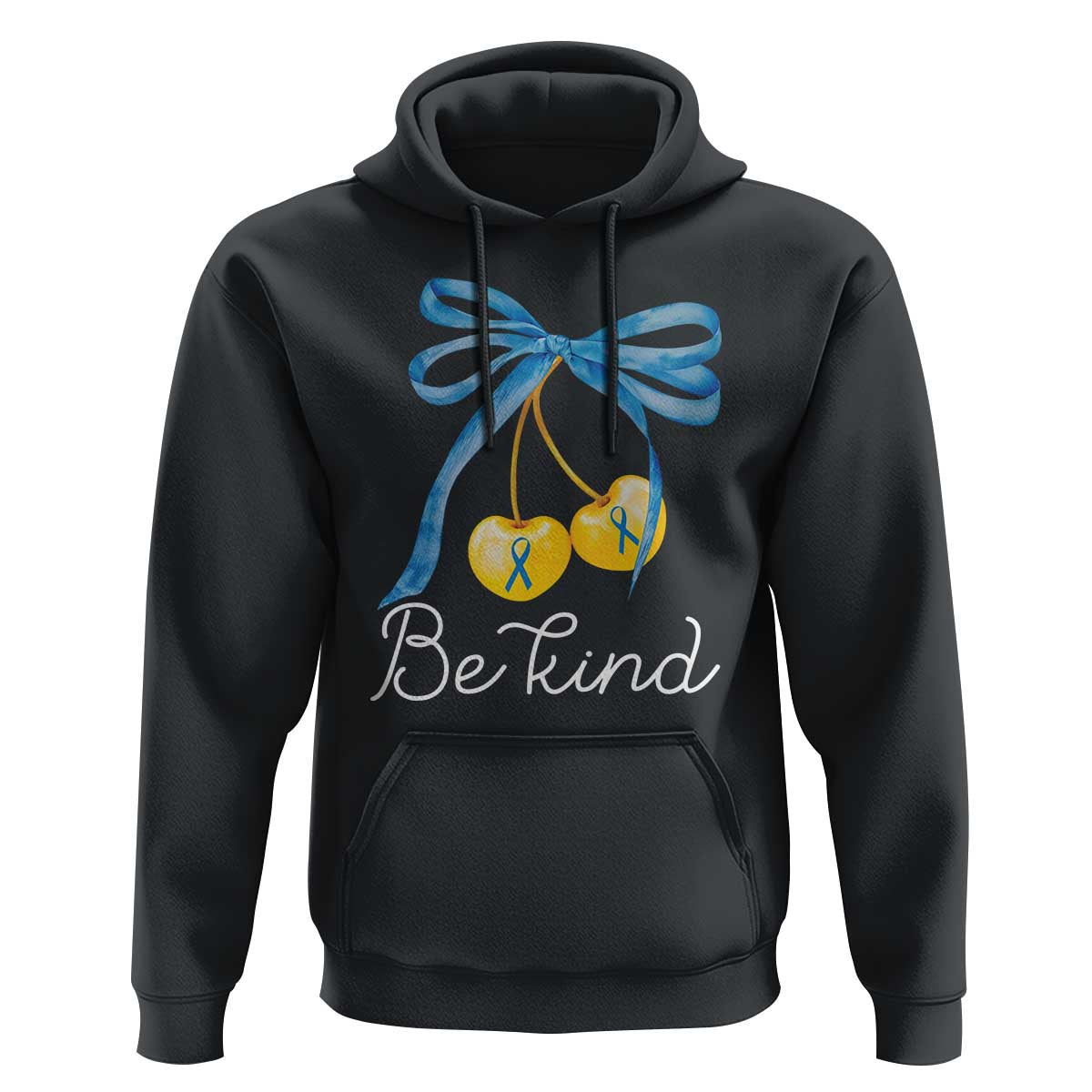 World Down Syndrome Day Hoodie Blue Yellow Cherry Bow Coquette Be Kind