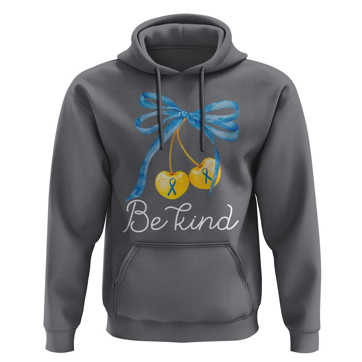 World Down Syndrome Day Hoodie Blue Yellow Cherry Bow Coquette Be Kind