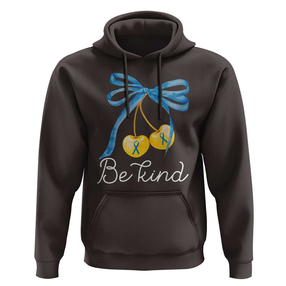World Down Syndrome Day Hoodie Blue Yellow Cherry Bow Coquette Be Kind