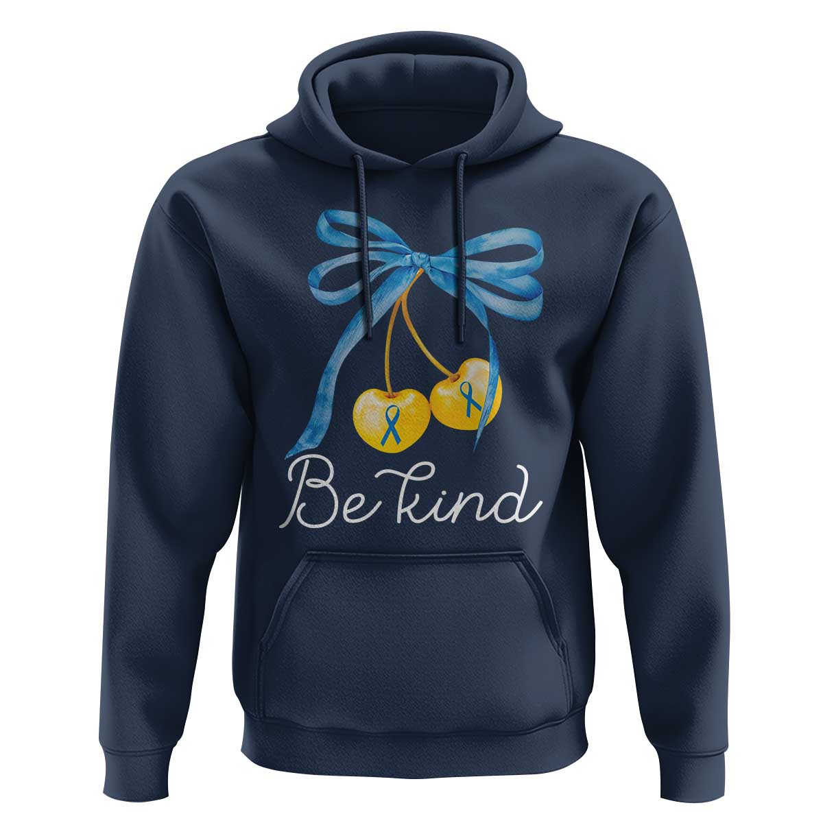 World Down Syndrome Day Hoodie Blue Yellow Cherry Bow Coquette Be Kind