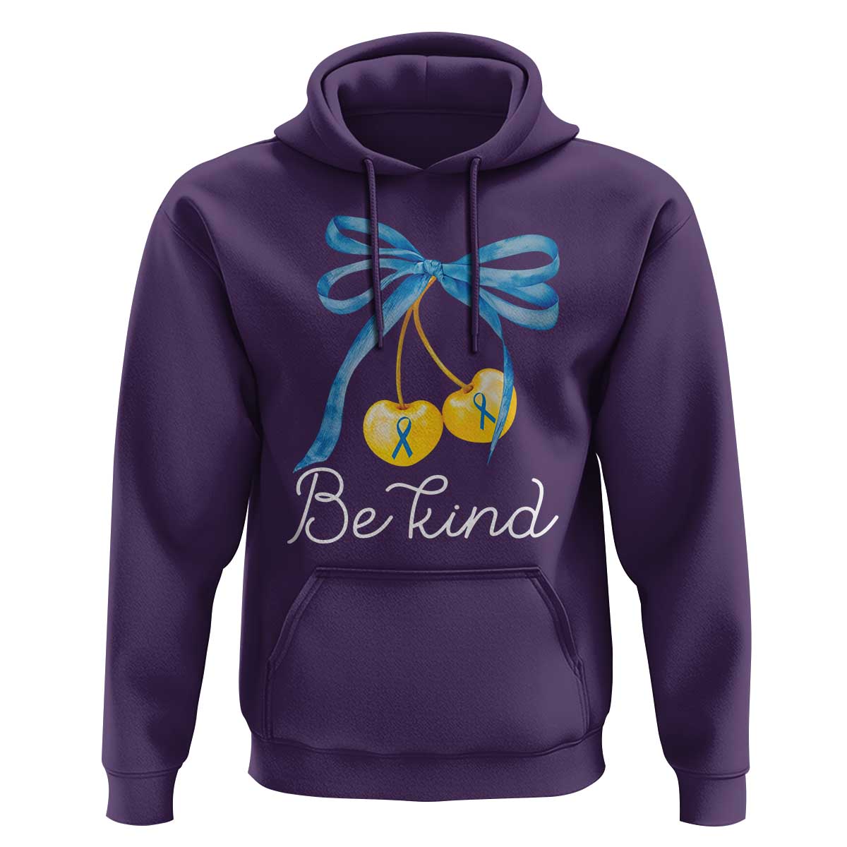 World Down Syndrome Day Hoodie Blue Yellow Cherry Bow Coquette Be Kind