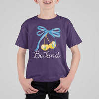 World Down Syndrome Day T Shirt For Kid Blue Yellow Cherry Bow Coquette Be Kind
