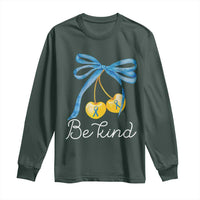 World Down Syndrome Day Long Sleeve Shirt Blue Yellow Cherry Bow Coquette Be Kind