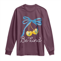 World Down Syndrome Day Long Sleeve Shirt Blue Yellow Cherry Bow Coquette Be Kind