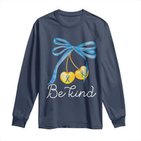 World Down Syndrome Day Long Sleeve Shirt Blue Yellow Cherry Bow Coquette Be Kind