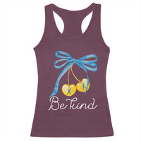 World Down Syndrome Day Racerback Tank Top Blue Yellow Cherry Bow Coquette Be Kind