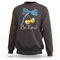 World Down Syndrome Day Sweatshirt Blue Yellow Cherry Bow Coquette Be Kind
