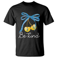 World Down Syndrome Day T Shirt Blue Yellow Cherry Bow Coquette Be Kind