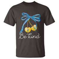 World Down Syndrome Day T Shirt Blue Yellow Cherry Bow Coquette Be Kind