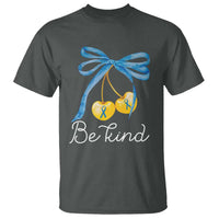 World Down Syndrome Day T Shirt Blue Yellow Cherry Bow Coquette Be Kind