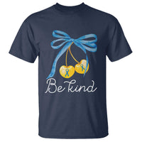 World Down Syndrome Day T Shirt Blue Yellow Cherry Bow Coquette Be Kind