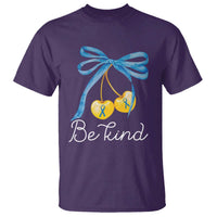 World Down Syndrome Day T Shirt Blue Yellow Cherry Bow Coquette Be Kind